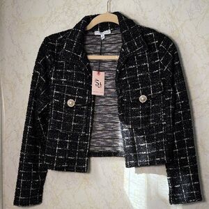 Sincerely Jules Black and White Checkered Blazer